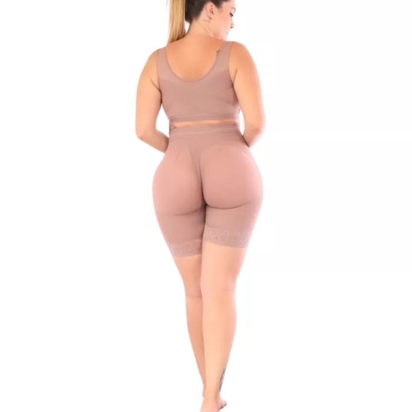 HIGH WAISTED CONTROL SHORT - 4 HOOKS COCOA  SZ L - Picture 2 of 11